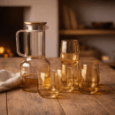 Jarra + Vasos de Vidrio Largo Premium