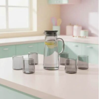Jarra con 6 Vasos Gris