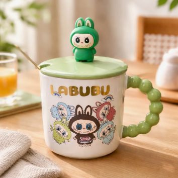 Taza Labubu con Tapa y Cuchara 350 ml